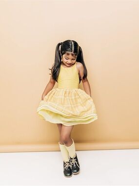 Pleiades Designs Yellow Plaid Shortie - size 9